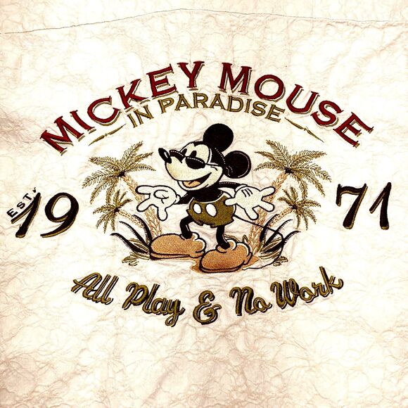 Disney Parks Hawaiian Shirt Mickey Mouse in Paradise Tan XXL Mens Beach Tiki - Picture 1 of 11